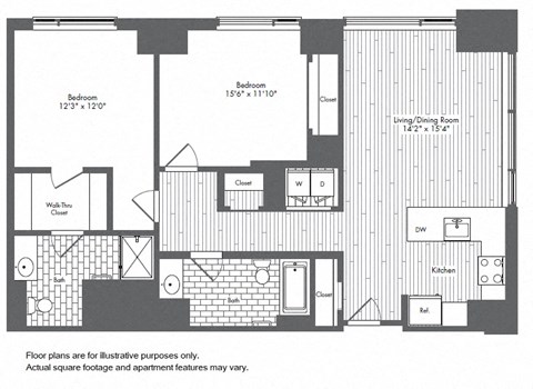 B3 2 Bed 2 Bath Floor Plan at Waterside Place by Windsor, Boston